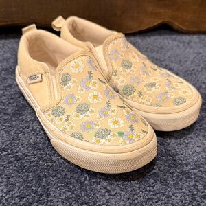 Vans Kids Cream Floral Slip-On Sneakers